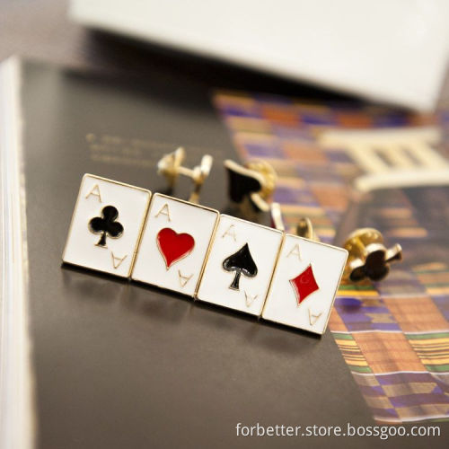 Customized High Quality Matel Poker Lapel Pin/Blank Lapel Pins/Fashion Lapel Pin